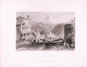 Lockport, Erie Canal. (B&W engraving).
