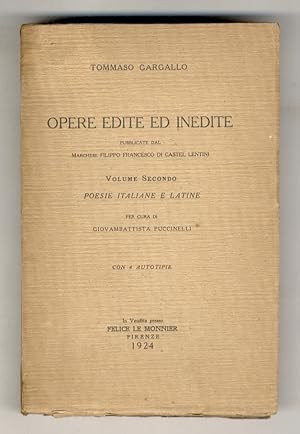 Opere edite ed inedite pubblicate dal marchese Filippo Francesco di Castel Lentini. Volume II: Po...