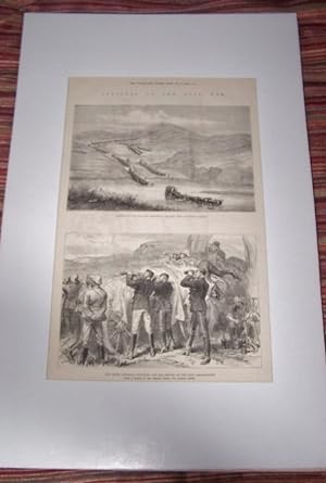 Sketches of The Zulu War - Rear Guard of the 99th Regiment Crossing the Amatikulu River AND Our T...