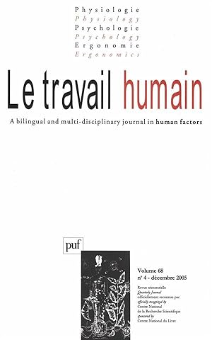 REVUE LE TRAVAIL HUMAIN N.68/4 (édition 2005)