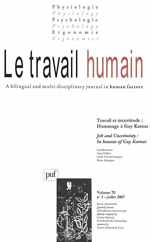 REVUE LE TRAVAIL HUMAIN N.70/3 (édition 2007)