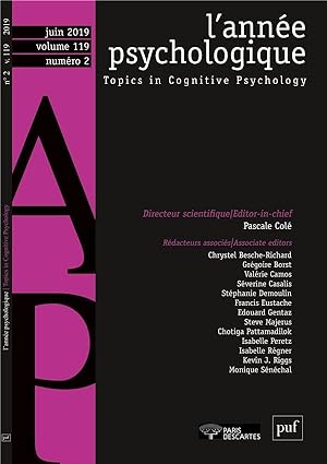 Revue l'année psychologique n.119 : topics in cognitive psychology