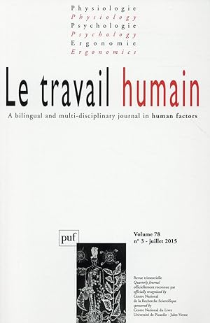 REVUE LE TRAVAIL HUMAIN N.78/3 (édition 2015)