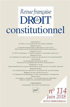 Revue française de droit constitutionnel n.114 (édition 2018)