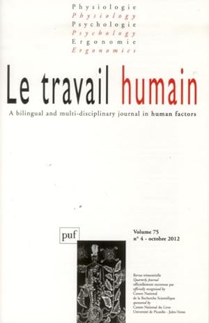 REVUE LE TRAVAIL HUMAIN N.75/4 (édition 2012)