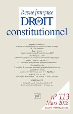 Revue française de droit constitutionnel n.113 (édition 2018)