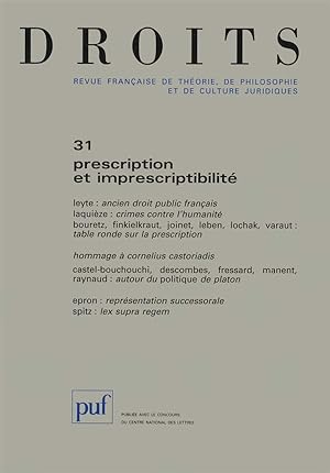 Revue Droits n.31 : prescription et imprescriptibilité