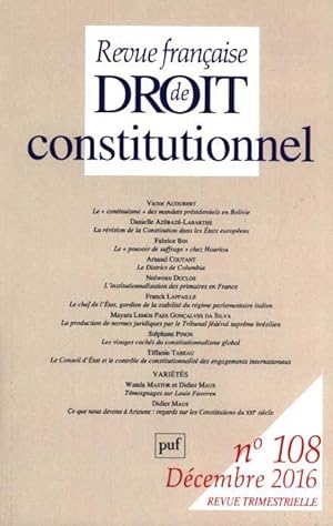 Revue française de droit constitutionnel n.108 (édition 2016)