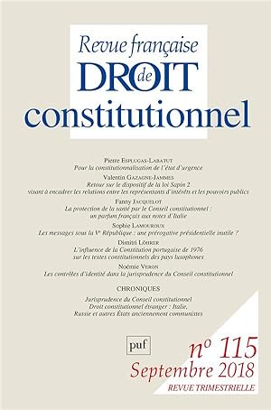 Revue française de droit constitutionnel n.115 (édition 2018)