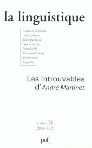 Revue La Linguistique n.36/1.2 : les introuvables d'André Martinet