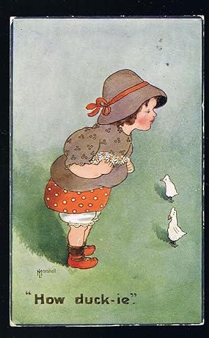 How Duck-ie - Girl with Ducks Postcard