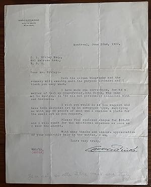 William M. Birks typed letter signed