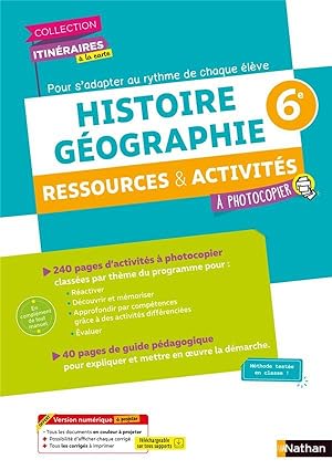 itinéraire à la carte : Histoire Géographie : 6e : fichier à photocopier, fichier ressources (édi...