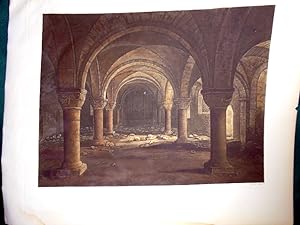 Crypt of St Peter's Church. Oxford. Hand Coloured Aquatint. 1813