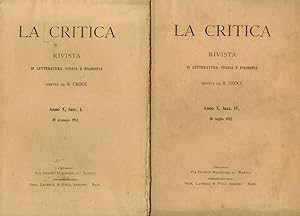 CRITICA (LA). Rivista di letteratura, storia e filosofia diretta da B. Croce. Volume X, 1912. Fas...