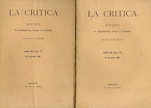 CRITICA (LA). Rivista di letteratura, storia e filosofia diretta da B. Croce. Volume III, 1905. F...