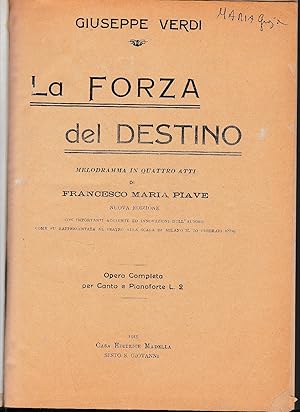 La forza del destino melodramma in quattro atti opera completa per canto e pianoforte L.2