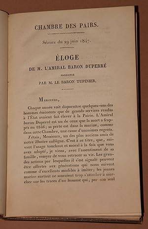 Eloge de M. L amiral baron Duperre - Chambre des Pairs - Seance du 29 juin 1847 ---