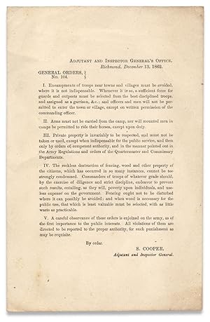 [Confederate Virginia Imprint] Adjutant and Inspector General's Office, Richmond, December 13, 18...