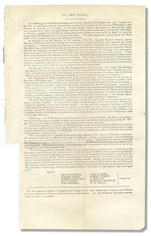 To the Public. [1835 Circular for the Western University of Pennsylvania, now the University of P...
