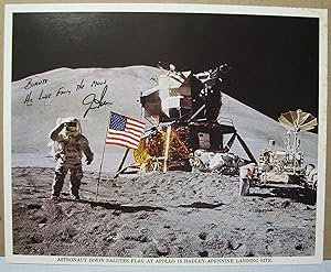 Irwin Salutes Flag at Apollo 15 Landing Site - Signed By Irwin
