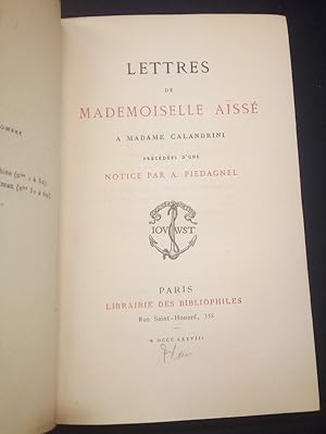 Lettres de Mademoiselle Aissé a Madame Calandrini