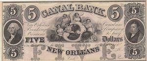 5 Five Dollars Canal Bank New Orleans 1800s Original Bank Note