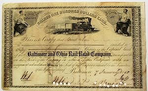 ENGRAVED BALTIMORE & OHIO RR STOCK CERTIFICATE CERTIFYING ISRAEL COHEN'S OWNERSHIP OF FIFTY SHARE...