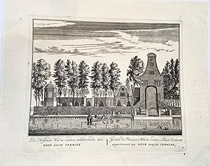 Original etching and engraving/Antique print/originele ets en gravure: De Hofstede Wel te vreden,...
