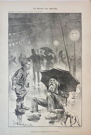 [Original lithograph/lithografie by Johan Braakensiek] De Winter van 1896/1897, 17 Januari 1897, ...