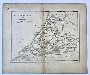 [Lithography, Lithografie, Kaart Zuid-Holland 1852] Kaartje van Zuid-Holland in 1852, Map of Sout...