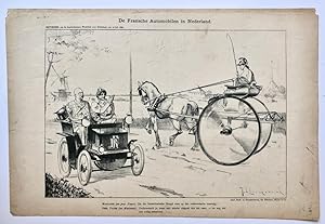 [Original lithograph/lithografie by Johan Braakensiek] De Fransche Automobilen in Nederland, 10 J...