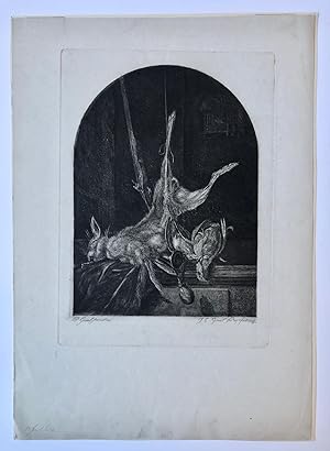 [Antique print, etching] Still life with game, published 1857, 1 p.