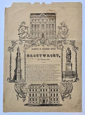 [Woodcut and letterpress, New Year's Wish] ALGEMEENE EN BIJZONDERE WENSCH VAN DEN NACHTWACHT, op ...