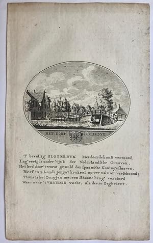 Original etching/Antique print/prent/Originele ets: Het Dorp Sloterdyk (Sloterdijk). From the De ...
