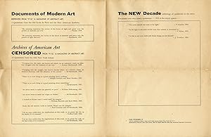 Pax Number 13: Documents of Modern Art; Archives of American Art: Censored; The new decade