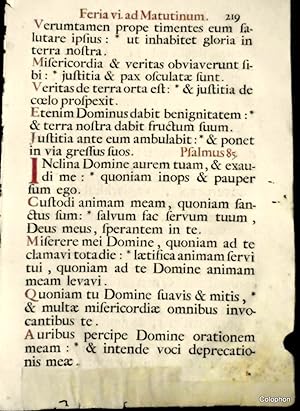 Good Friday Roman Catholic Service Liturgical leaf "Feria vi ad Matutinum" c1600