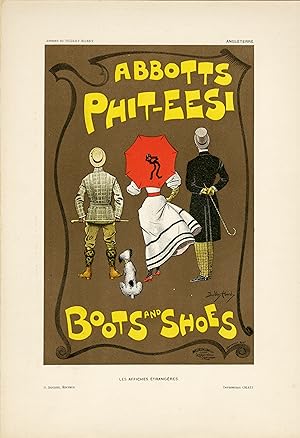 "BOOTS & SHOES ABBOTTS PHIT-EESI" Planche originale entoilée "Les AFFICHES ÉTRANGÈRES" / G. BOUDE...