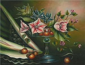 Van Hunt - Contemporary Oil, Fruit and Flowers in Tazza
