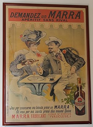 "APÉRITIF MARRA" Affiche originale encollée sur bois et encadrée / Litho par TAMAGNO / LA LITHOGR...