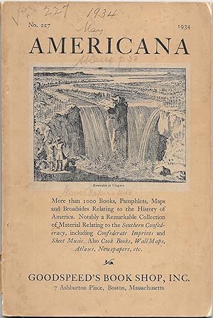 AMERICANA Goodspeed's Book Shop, Catalogue 227, 1934.