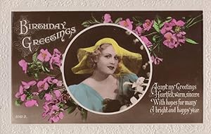 Crazy Edwardian Ghastly Yellow Old Hat Fashion Greeting Postcard
