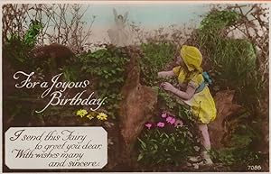 Fairy Angel Fairies & Child Real Photo Greetings Birthday Postcard