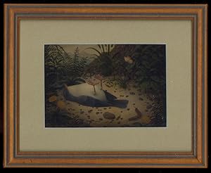 Marion Peck: Fish and Bird Lowbrow art, Matted & Framed
