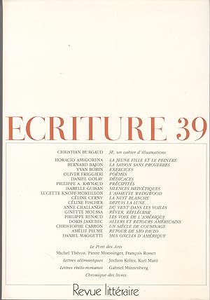 Ecriture no 39. Revue Littéraire. Printemps 1992