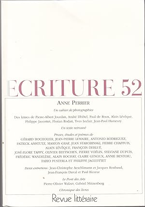 Ecriture no 52. Revue Littéraire. Automne 1998