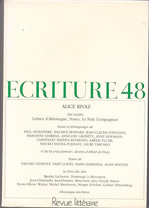Ecriture no 48. Revue Littéraire. Automne 1996