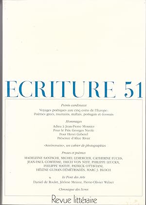 Ecriture no 51. Revue Littéraire. Printemps 1998