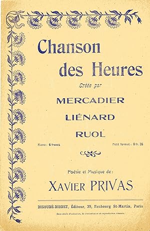 "LA CHANSON DES HEURES" Poésie et Musique de Xavier PRIVAS / Interprétée par MERCADIER, LIENARD &...