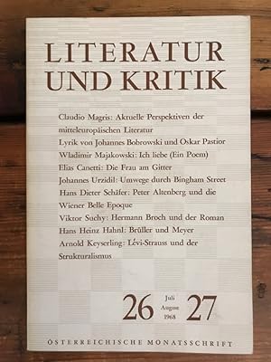 Literatur und Kritik Heft 26/27 (Juli/August 1968) - Österreichische Monatsschrift - Inhalt: Clau...